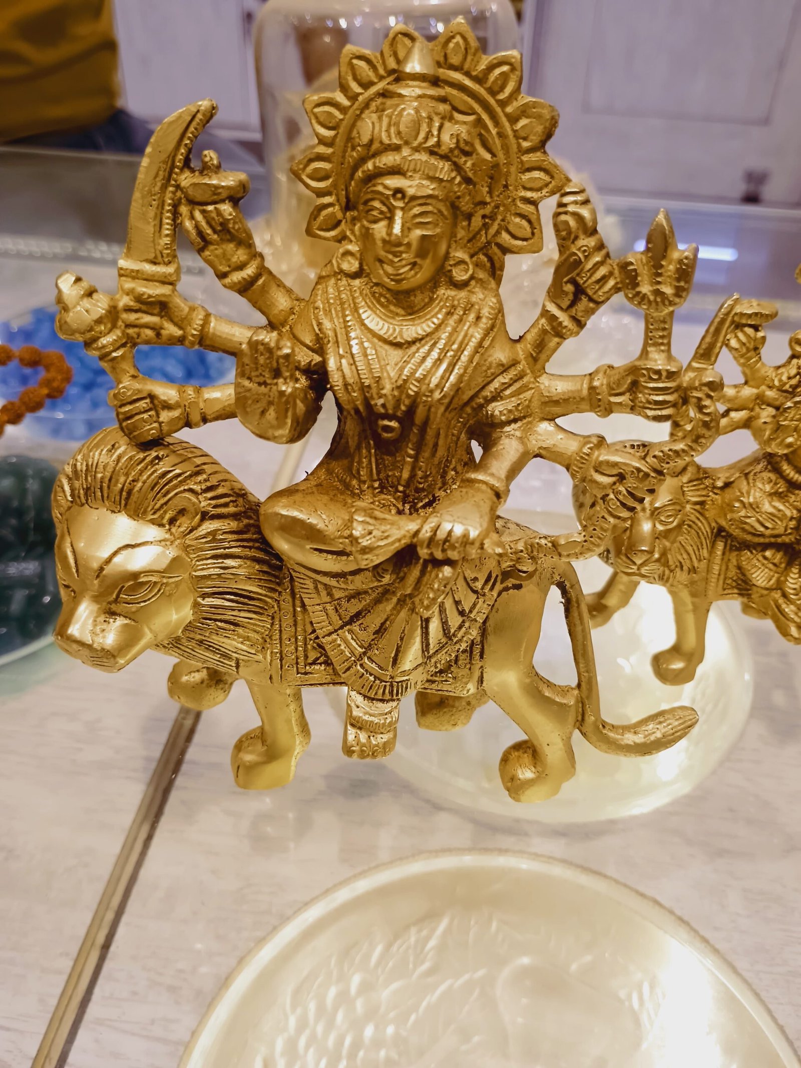 Handcrafted Brass Maa Durga Idol on Lion - Image 2